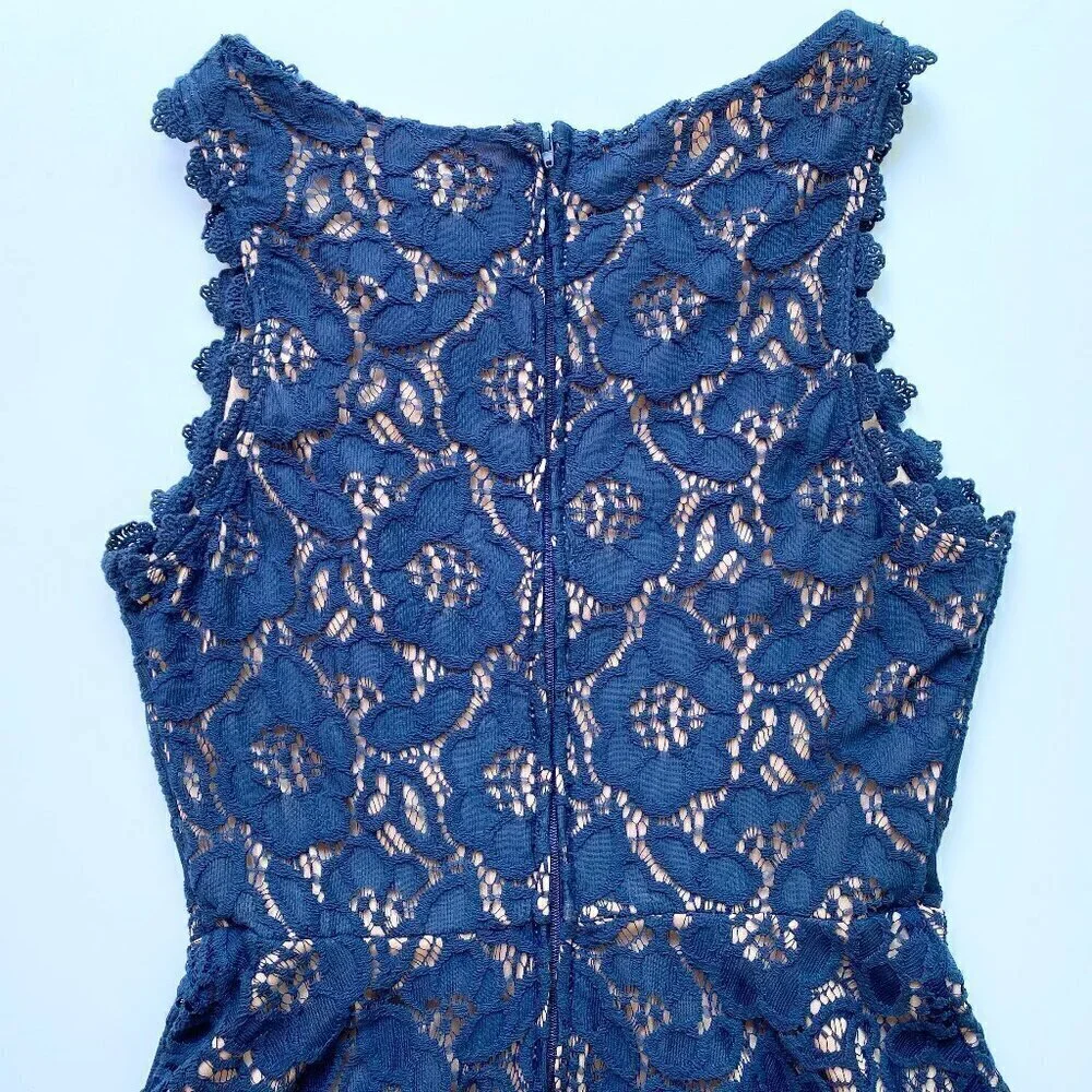 City Studio Navy Lace Fit & Flare Mini Dress 3 / S - Picture 5 of 11
